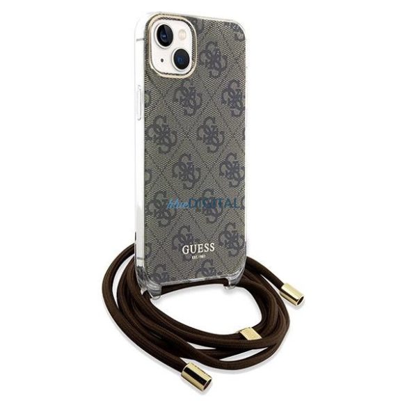 Guess Crossbody Cord 4G Print case iPhone 15 / 14 / 13 - barna tok