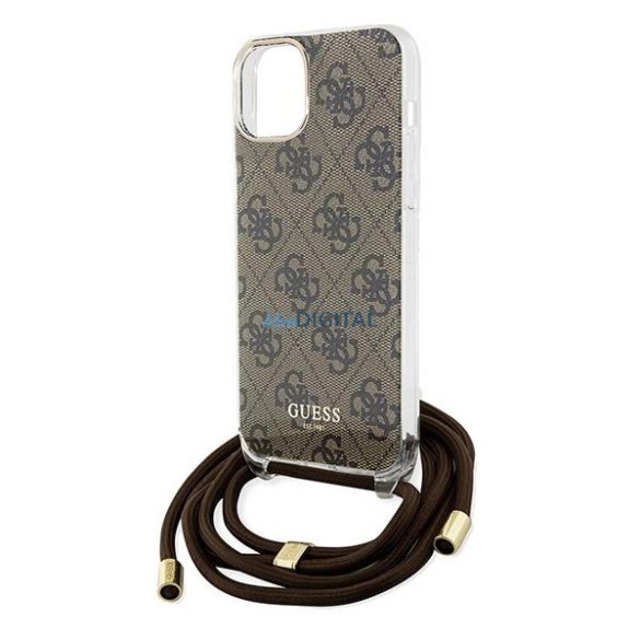 Guess Crossbody Cord 4G Print case iPhone 15 / 14 / 13 - barna tok