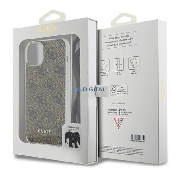 Guess Crossbody Cord 4G Print case iPhone 15 / 14 / 13 - barna tok