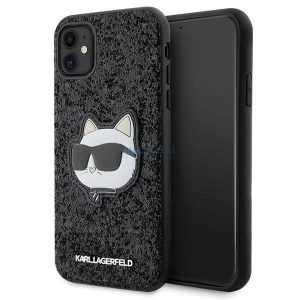 Karl Lagerfeld KLHCN61G2CPK iPhone 11 / Xr 6.1" fekete keménytok Glitter Choupette Patch