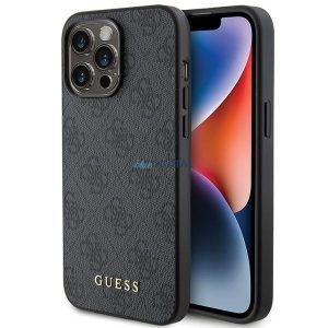 Guess 4G fém arany logós tok iPhone 15 Pro Max készülékhez - szürke