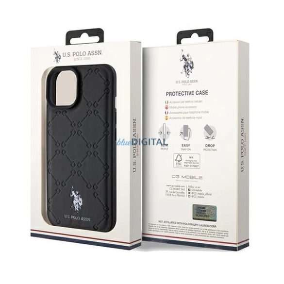 US Polo Assn. Yoke Pattern tok iPhone 15 / 14 / 13 - fekete