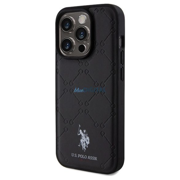 US Polo Assn. Yoke Pattern tok iPhone 15 Pro - fekete