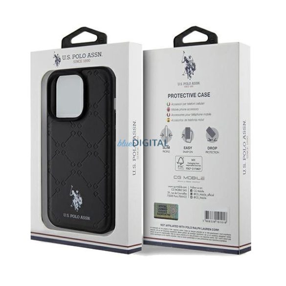 US Polo Assn. Yoke Pattern tok iPhone 15 Pro - fekete