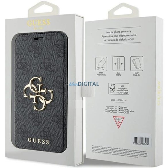 Guess 4G fém logós tok iPhone 15 Pro - szürke