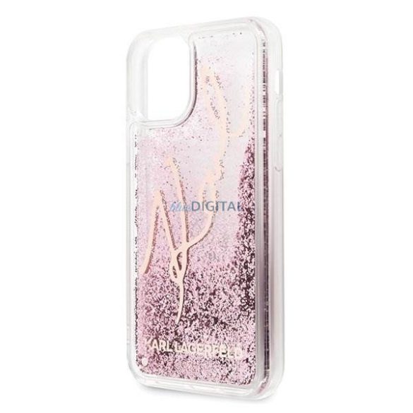 Karl Lagerfeld KLHCN65TRKSRG iPhone 11 Pro Max vörös arany Glitter Signature telefontok