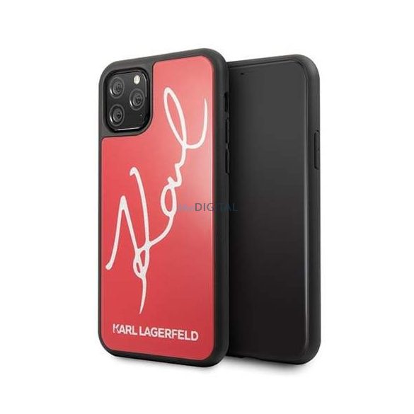 Karl Lagerfeld KLHCN65DLKSRE iPhone Pro Max 11 piros csillogó Hardcase Signature telefon tok telefontok