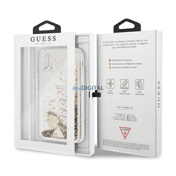 Guess GUOHCPXGLHFLGO iPhone X / Xs arany / arany kemény tok csillámos Charms