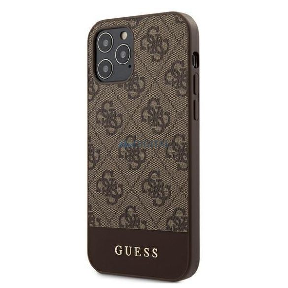 Guess GUHCP12MG4GLBR iPhone 12 / iPhone 12 Pro 6,1" barna kemény tok 4G Stripe Kollekció telefontok