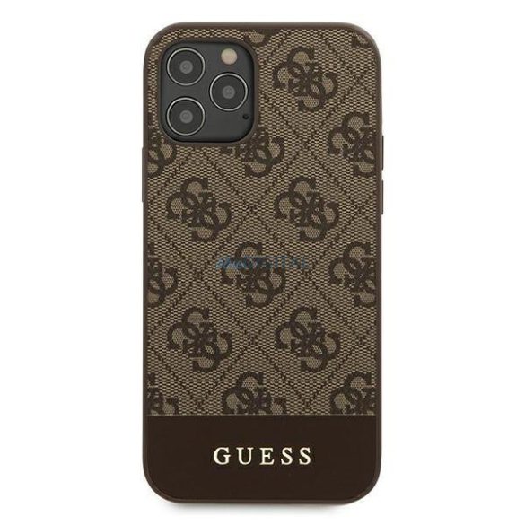 Guess GUHCP12MG4GLBR iPhone 12 / iPhone 12 Pro 6,1" barna kemény tok 4G Stripe Kollekció telefontok