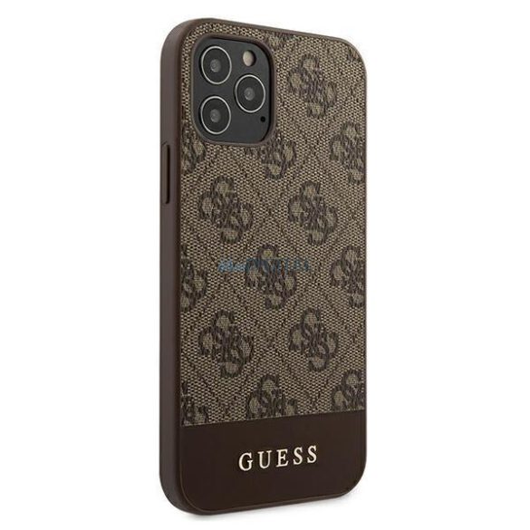 Guess GUHCP12MG4GLBR iPhone 12 / iPhone 12 Pro 6,1" barna kemény tok 4G Stripe Kollekció telefontok