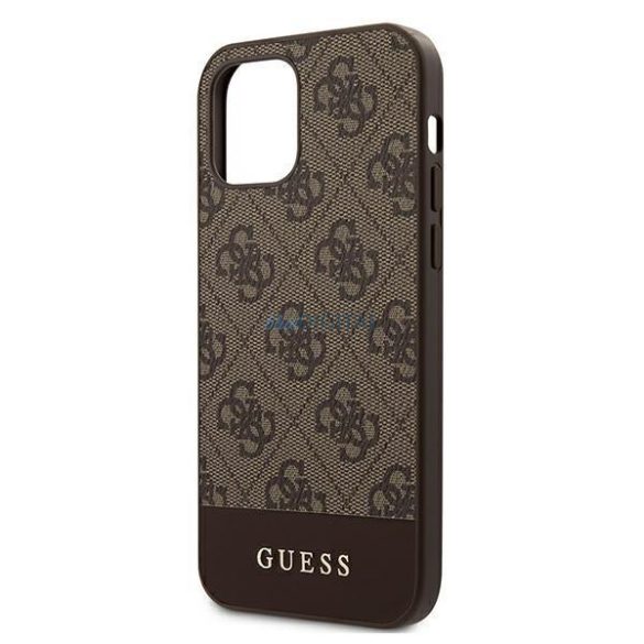 Guess GUHCP12MG4GLBR iPhone 12 / iPhone 12 Pro 6,1" barna kemény tok 4G Stripe Kollekció telefontok