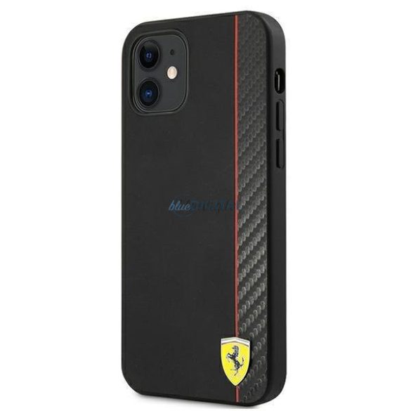 Ferrari FESAXHCP12SBK iPhone 12 mini 5,4" fekete kemény tok On Track Carbon Stripe