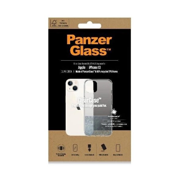 PanzerGlass ClearCase Military Grade Antibacterial tok iPhone 13 - átlátszó