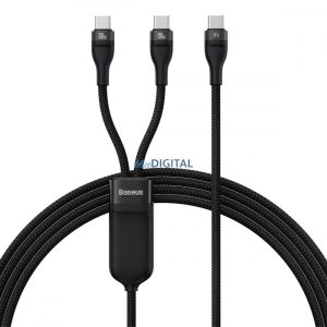 Baseus Flash Series II Gyorstöltő kábel 2 az 1-ben USB-C - 2xUSB-C 100 W 1,5 m fekete