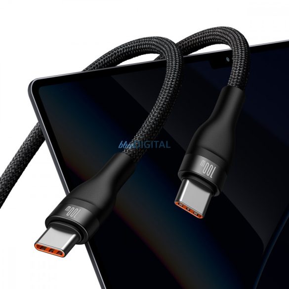 Baseus Flash Series II Gyorstöltő kábel 2 az 1-ben USB-C - 2xUSB-C 100 W 1,5 m fekete