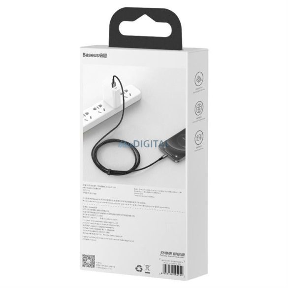 Baseus Tungsten USB - Lightning kábel 2,4 A 1 m fekete (CALWJ-01)