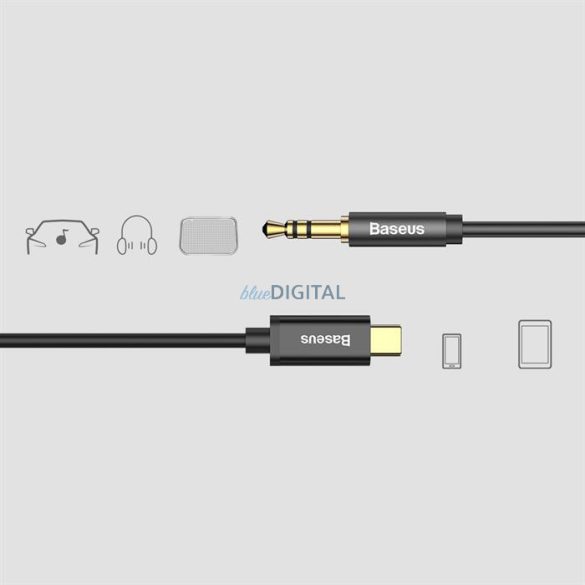 BASEUS YIVEN tok-C apa és 3.5 apa Audio Cable M01 Black