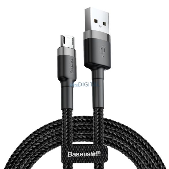 Baseus Cafule Kábel tartós nylon fonott USB / micro USB QC3.0 1.5A 2M fekete - szürke (CAMKLF - CG1)