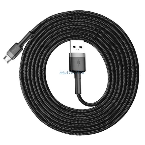 Baseus Cafule Kábel tartós nylon fonott USB / micro USB QC3.0 1.5A 2M fekete - szürke (CAMKLF - CG1)