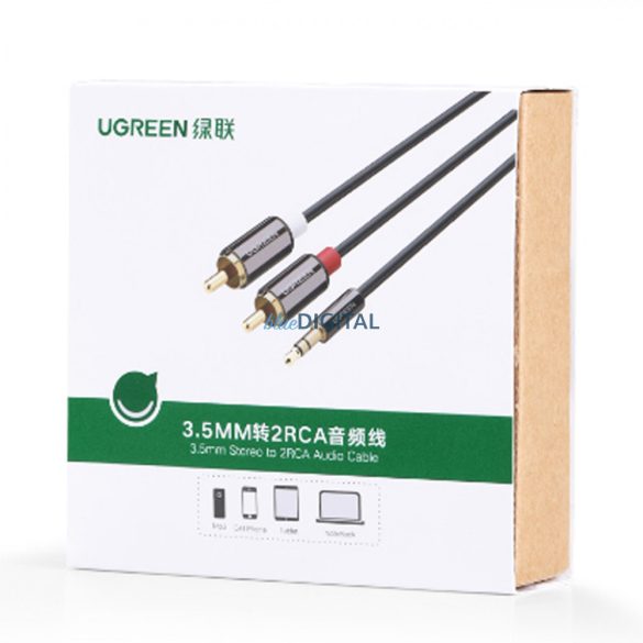 Ugreen audio kábel 3,5 mm mini jack - 2RCA 1,5 m fekete (AV116)