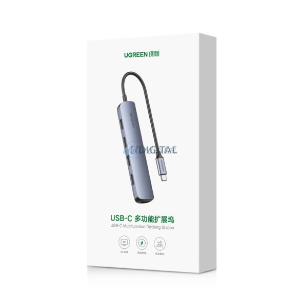 Ugreen adapter USB type-c - HDMI / 4 x USB szürke (cm417)