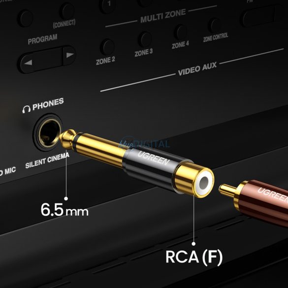 Ugreen 6.35mm Jack adapter (apa) az RCA (anya) Gold (AV169)