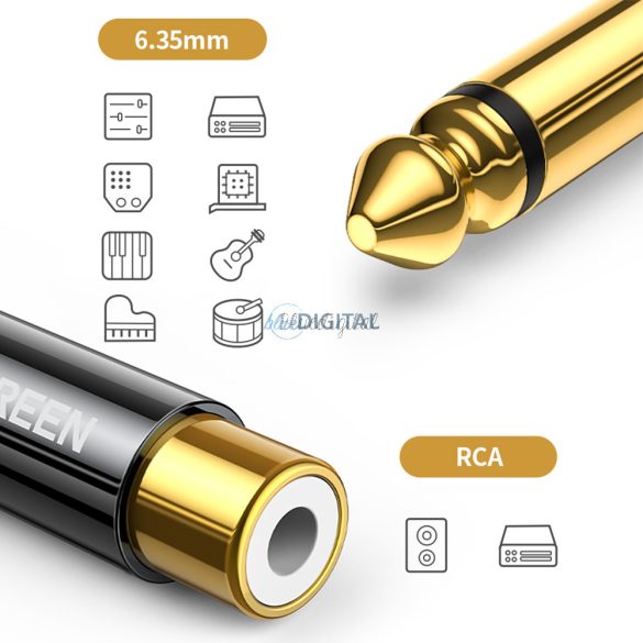 Ugreen 6.35mm Jack adapter (apa) az RCA (anya) Gold (AV169)