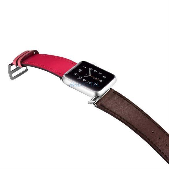 iCarer csereszíj Apple Watch 49mm / 45mm / 44mm / 42mm barna-rózsaszín