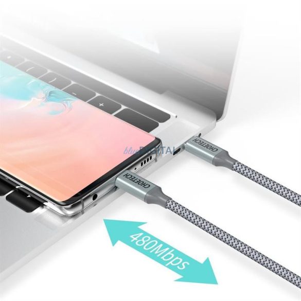 CHOETECH USB type-c - USB type-c kábel 5A 100 W Power Diving 480 Mbps 1,8 m szürke (XCC-1002-GY)