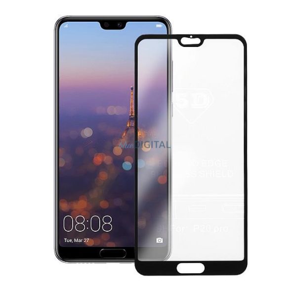 Huawei P20 Pro - Edzett Üveg Tempered Glass 0.3mm 5d Fekete Üvegfólia