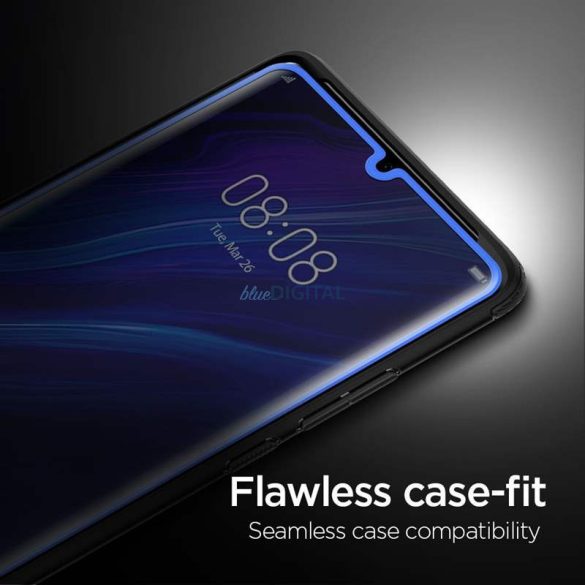 Edzett üvegfólia SPIGEN GLAS.TR SLIM HUAWEI P30 PRO BLACK kijelzőfólia üvegfólia tempered glass