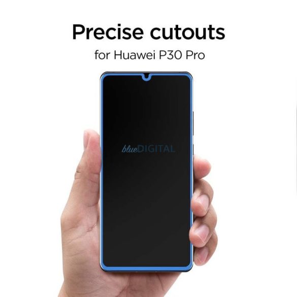 Edzett üvegfólia SPIGEN GLAS.TR SLIM HUAWEI P30 PRO BLACK kijelzőfólia üvegfólia tempered glass