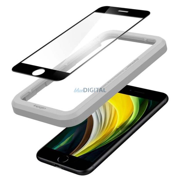 Edzett üveg Spigen Alm Glass Fc Iphone 7/8 / Se 2020 fekete üvegfólia