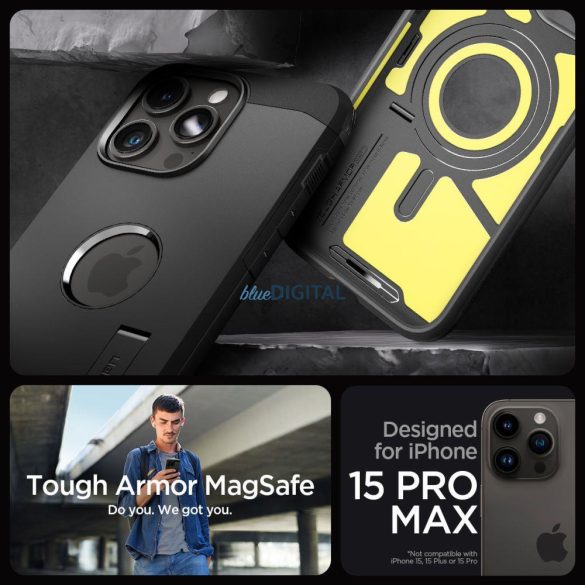 SPIGEN TOUGH ARMOR MAGSAFE iPhone 15 PRO MAX FEKETE tok