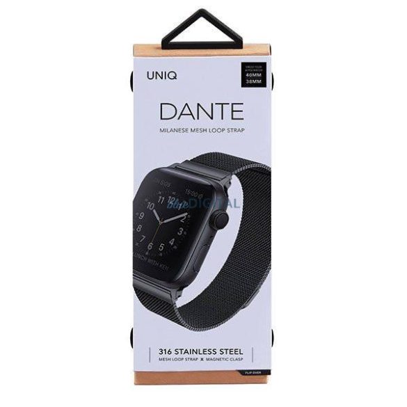 UNIQ Dante Apple Watch Series 4 40mm rozsdamentes acél óraszíj fekete