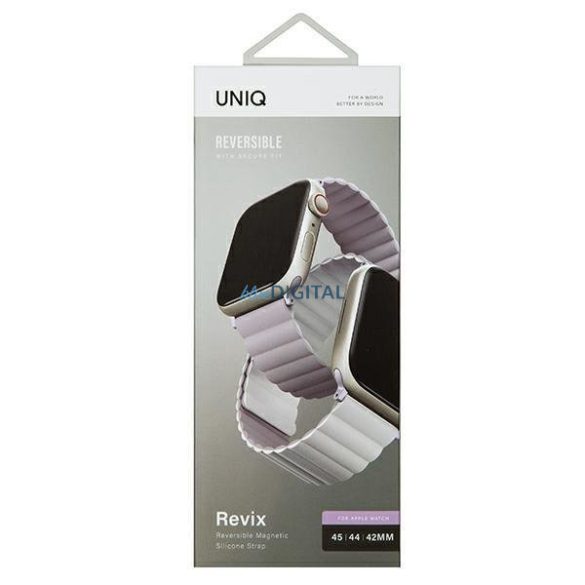 UNIQ Revix Apple Watch 4/5/6/7/8/SE/SE2/Ultra 42/44/45mm Megfordítható mágneses - lila-fehér