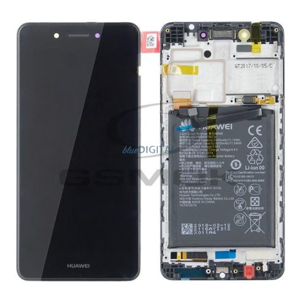 LCD + Érintőpanel teljes HUAWEI NOVA CAN-L01 kerettel és szürke AKKUMULÁTOR 02351BKC Eredeti szervízcsomag