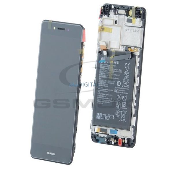 LCD + Érintőpanel teljes HUAWEI NOVA CAN-L01 kerettel és szürke AKKUMULÁTOR 02351BKC Eredeti szervízcsomag