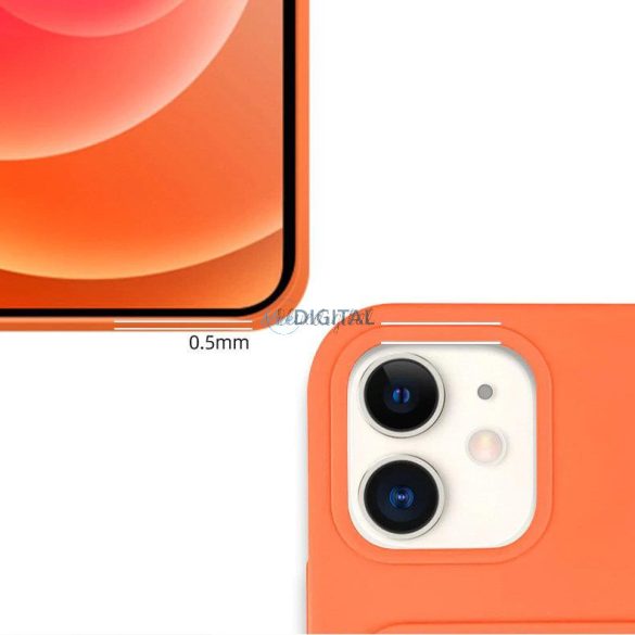 Szilikon tok bankkártyatartóval iPhone 12 Pro PRO rózsaszín