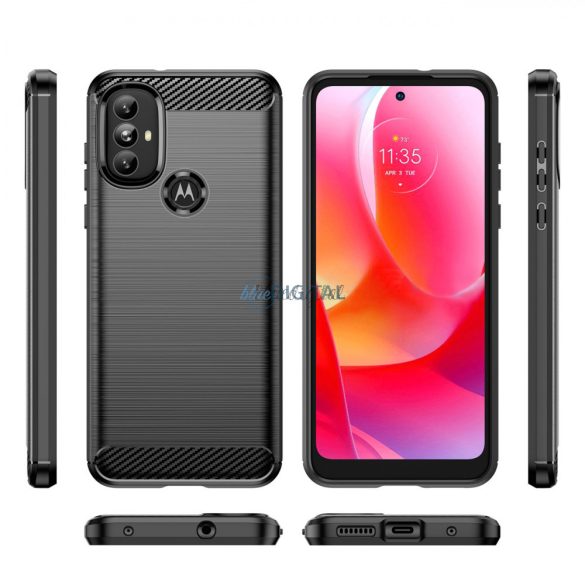 Carbon Case Flexible tok Motorola Moto G Power 2022 fekete