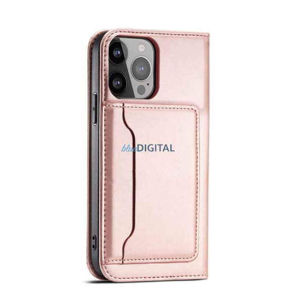 Mágneses kártyatartós tok Samsung Galaxy A23 5G Cover with Flip Wallet Stand rózsaszínű