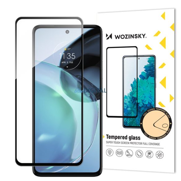 Wozinsky Full Glue edzett üveg edzett üveg Motorola Moto G72 9H teljes képernyővédő fekete kerettel