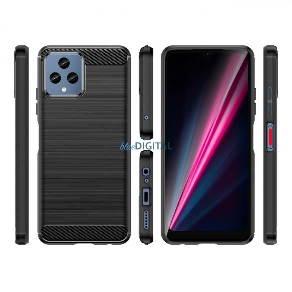 Carbon Case T Phone 5G (2022) rugalmas szilikon carbon tok fekete