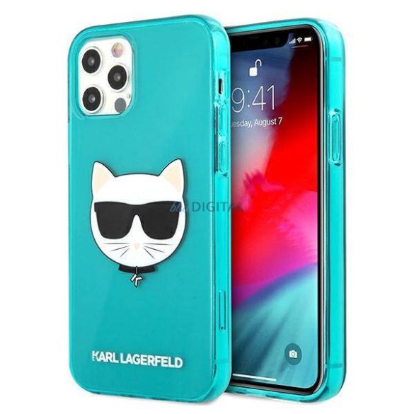 Karl Lagerfeld KLHCP12LCHTRB iPhone 12 Pro Max 6,7" kék csillogó Choupette Fluo keménytok