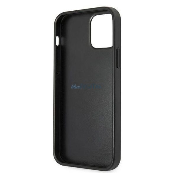 Guess GUHCP12MSA4GGBK iPhone 12/12 Pro 6,1" fekete Saffiano 4G fém logós keménytok