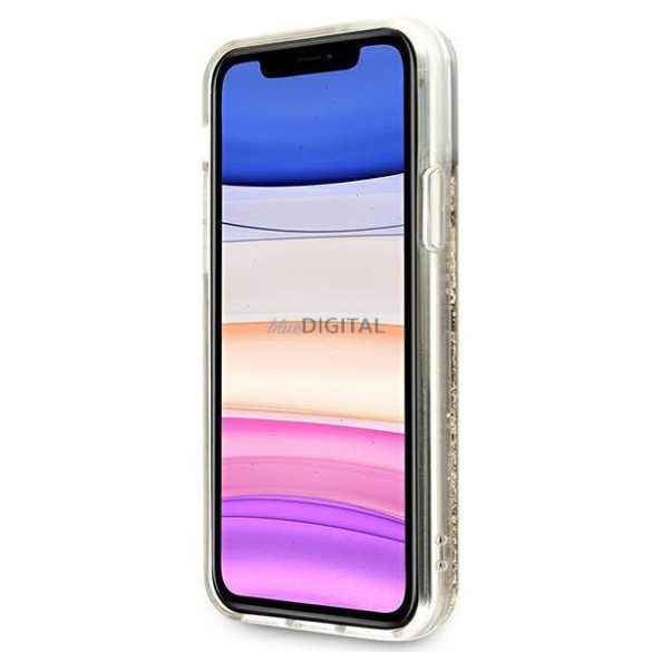 Guess GUHCN61LG4GGO iPhone 11 6,1" / Xr arany 4G nagy folyékony csillogó kristályos keménytok