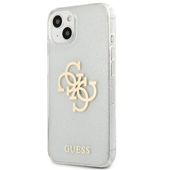 Guess GUHCP13SPCUGL4GTR iPhone 13 mini 5,4" átlátszó csillogó 4G nagy logós keménytok