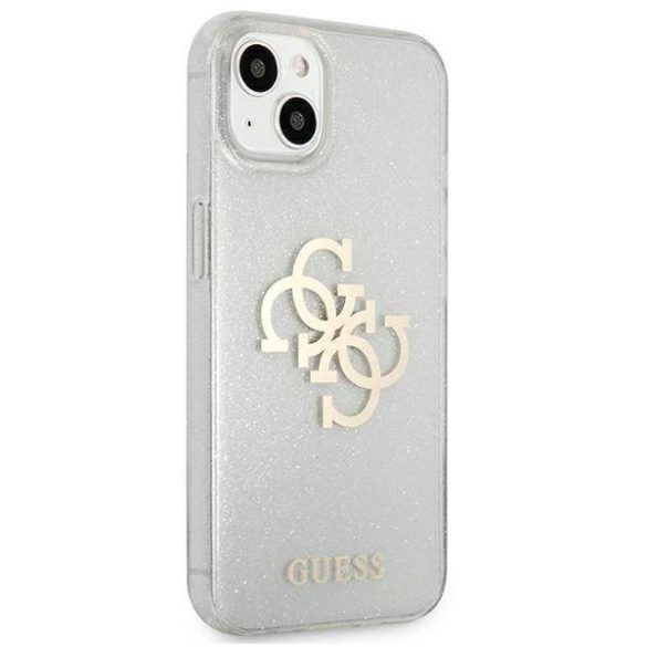 Guess GUHCP13SPCUGL4GTR iPhone 13 mini 5,4" átlátszó csillogó 4G nagy logós keménytok