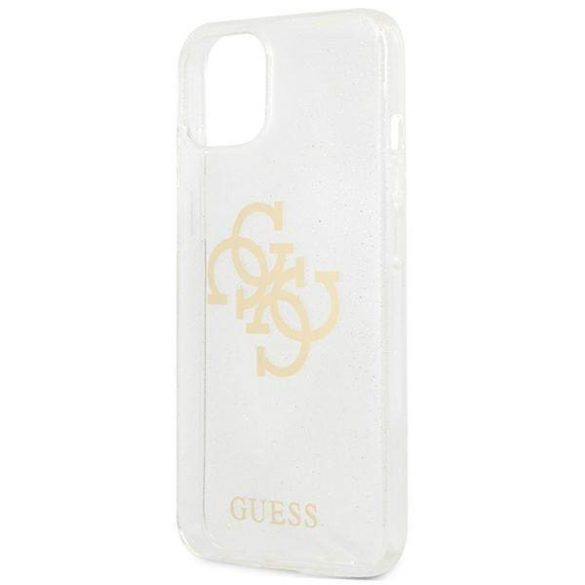 Guess GUHCP13SPCUGL4GTR iPhone 13 mini 5,4" átlátszó csillogó 4G nagy logós keménytok